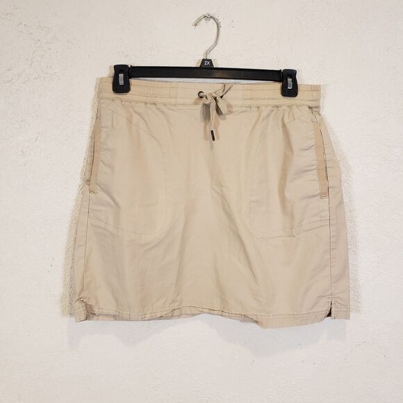 Ll Bean Womens Tan Nylon Ripstop Short Skirt Sz M Beige - Picture 1 of 8